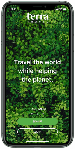 Protoype GIF of the Launch Screen from the Terra Travel App.